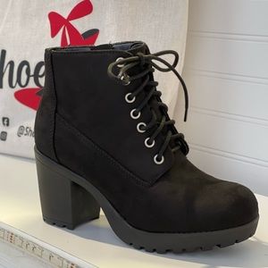 Black lace up booties